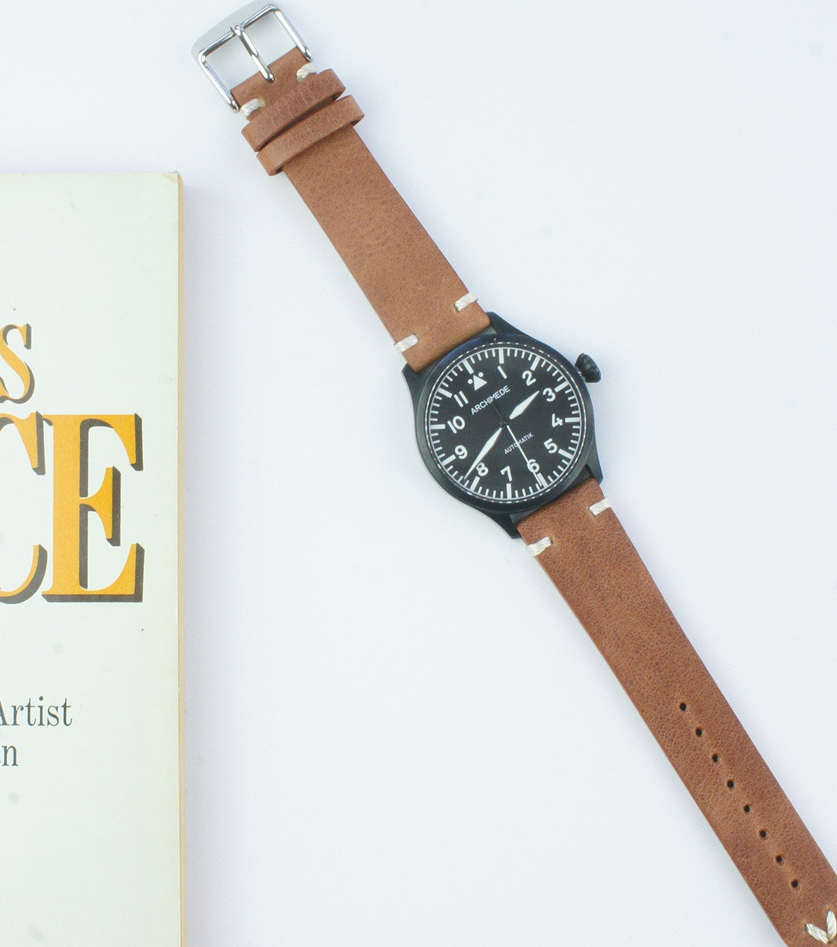 cognacfarbenes Uhrenarmband aus Leder - Main Image