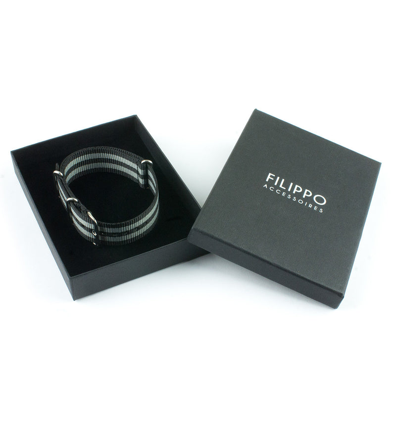 schwarz-weißes NATO Uhrenarmband