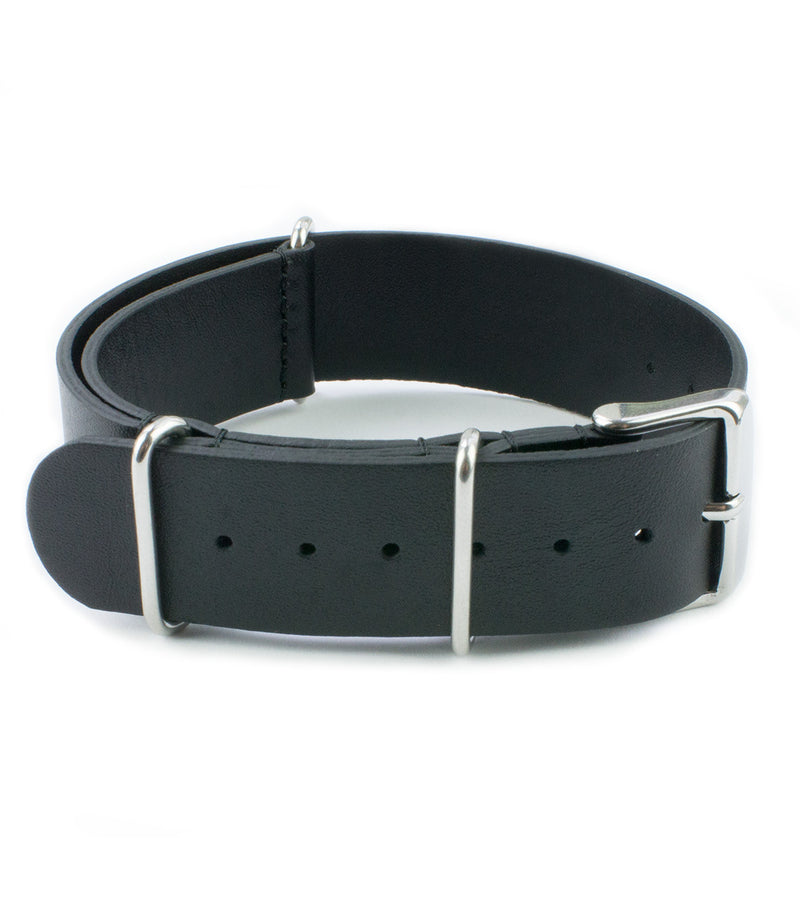 schwarzes NATO Uhrenarmband aus Leder